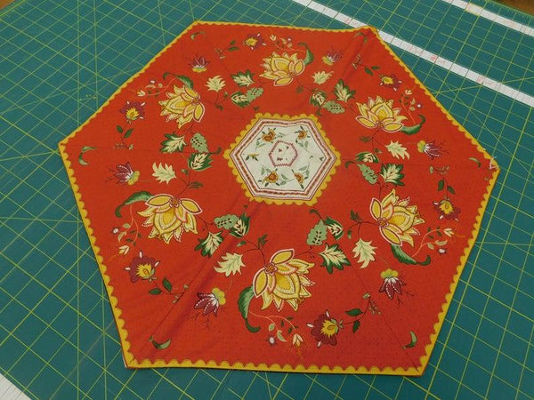 Gift 19 Hexagon Table Runner Red & Yellow Floral 105839