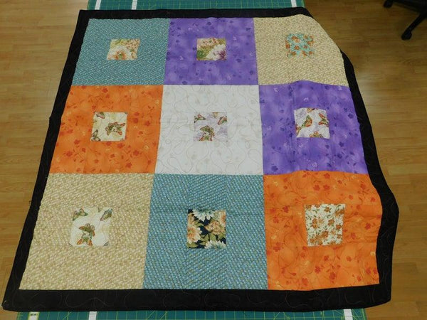 Gift 22 Asian Floral Squares Quilt 43x43 105842