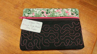 Gift 49 Small Quilted Zip Bag Pink Green Floral S9 105869